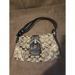 Coach Vintage Signature Shoulder Bag with Gold And Leather Accents